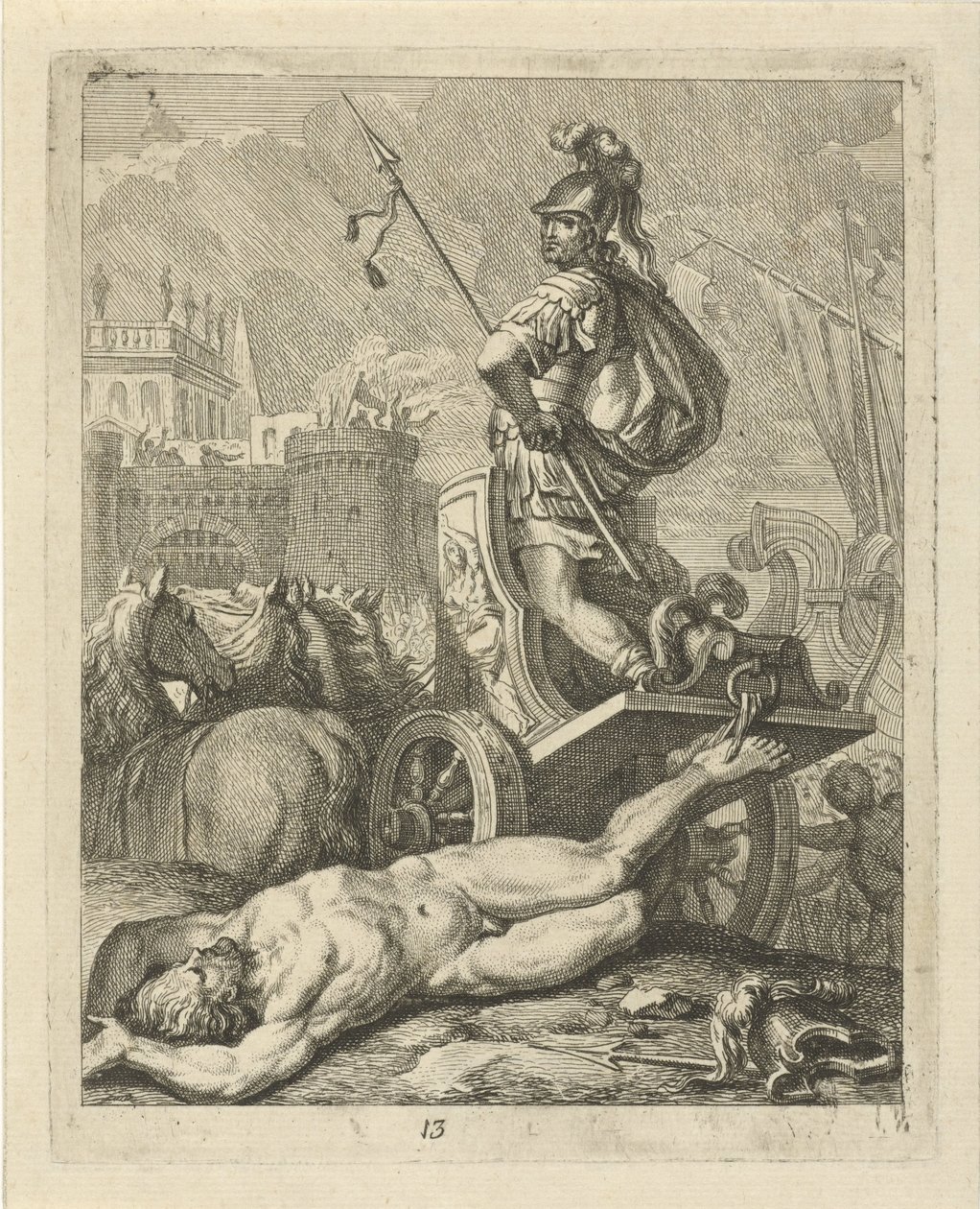 Achilles mit dem Leichnam von Hector hinter seinem Triumphwagen von J. Alexander Janssens