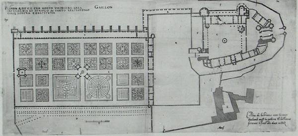 Plan der umschlossenen Gärten und Schloss Gaillon, aus 