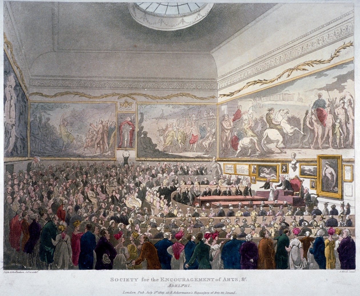 Treffen der Gesellschaft der Künste in den Adelphi-Gebäuden, Westminster, London von J Bluck