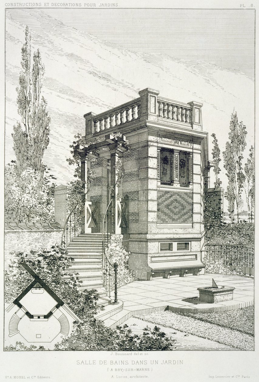 Badezimmer, aus einem Band von Entwürfen verschiedener Architekten, veröffentlicht von Morel & Cie, Paris, ca. 1880 von J. Boussard
