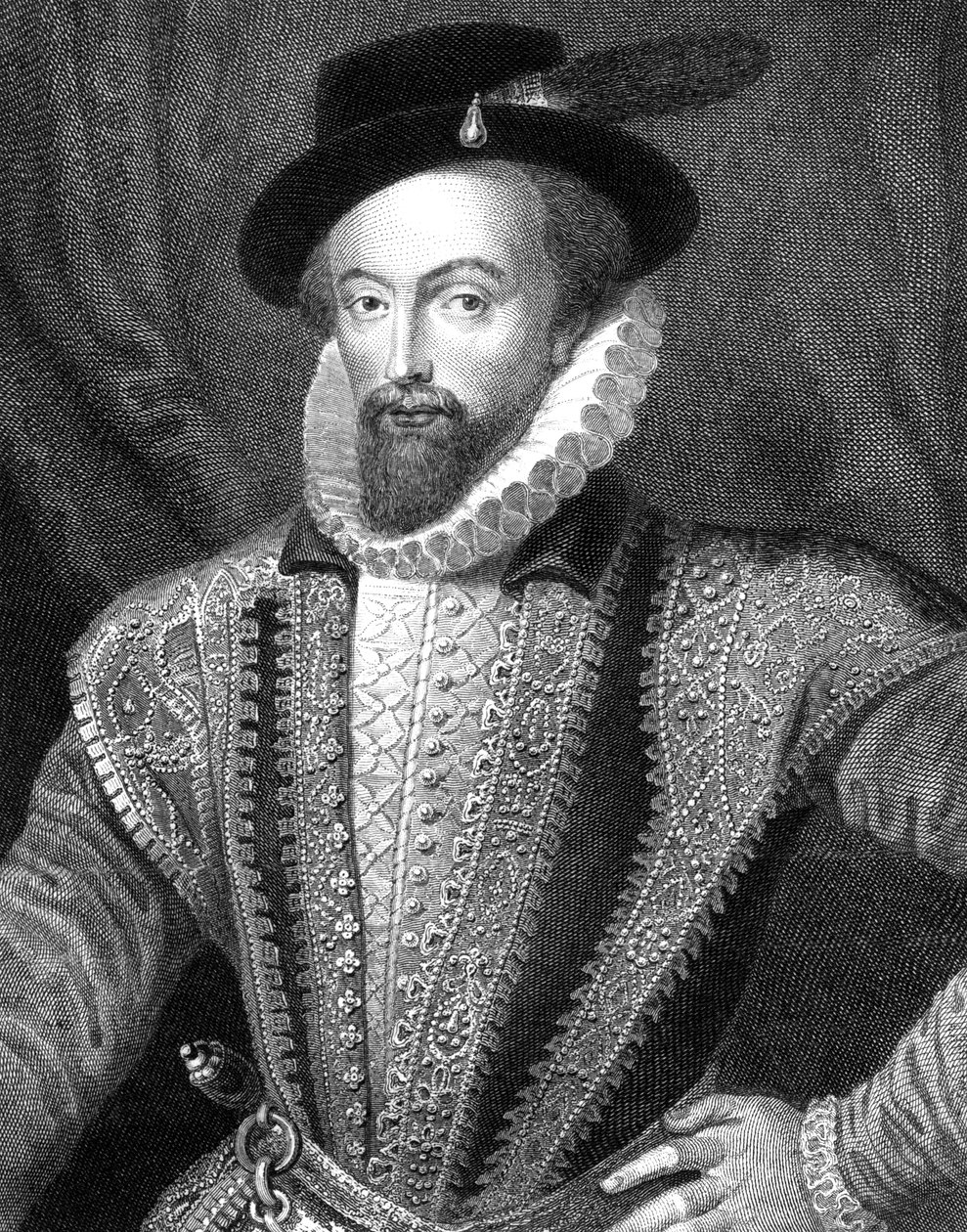 Sir Walter Raleigh, englischer Schriftsteller, Dichter, Höfling, Abenteurer und Entdecker, 1821 von J Fitler