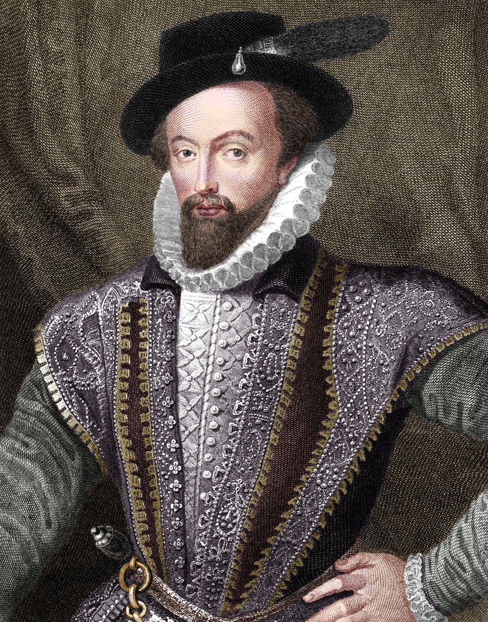 Sir Walter Raleigh, englischer Schriftsteller, Dichter, Höfling, Abenteurer und Entdecker von J Fitler