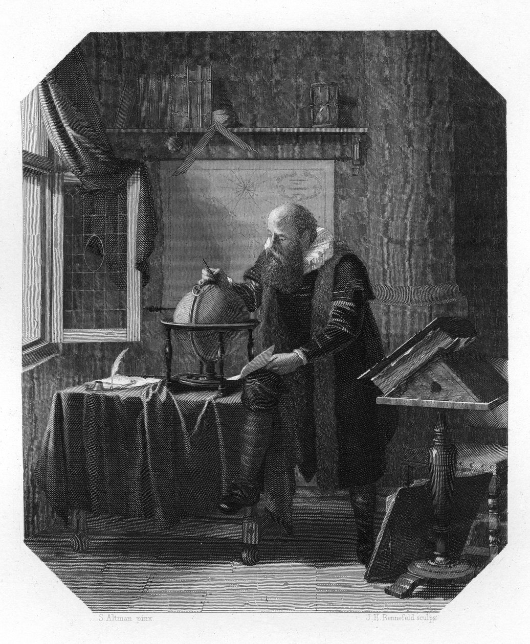 Petrus Plancius, niederländischer Astronom, Kartograph und Geistlicher, um 1870 von J. H. Rennefeld