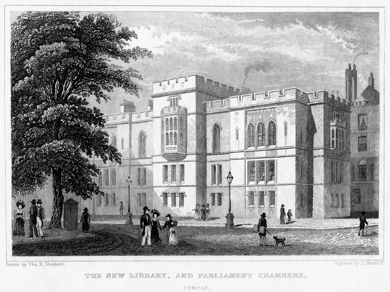 Die Neue Bibliothek und Parlamentskammern, Temple, London, 1829 von J Hinchcliff