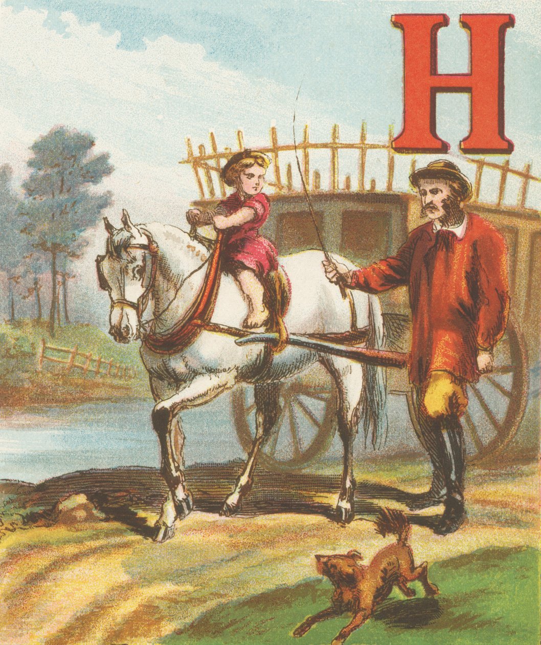 H: H ist das Pferd, so schlank und so stark; Es zieht den Heuwagen zur Wiese entlang von J. Howard