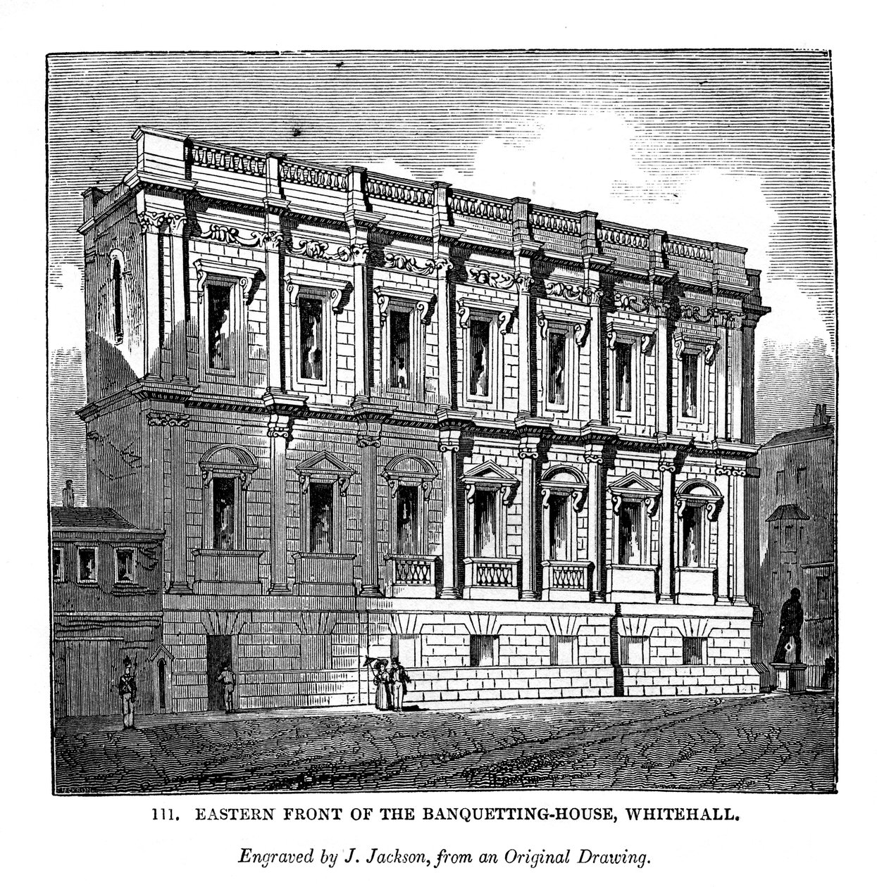 Ostfront des Banketthauses, Whitehall, 1843 von J. Jackson