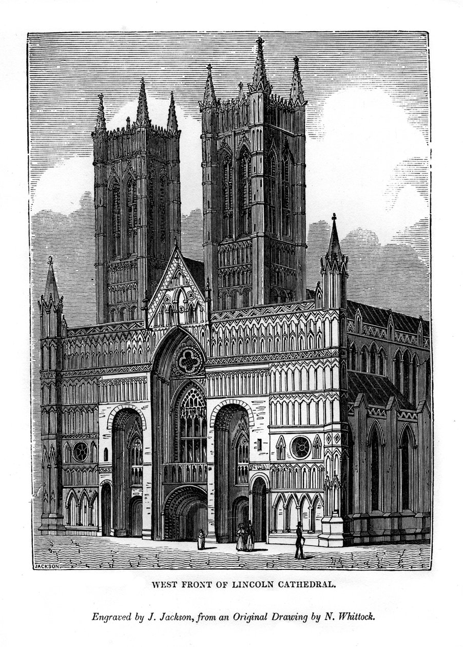 Westfassade der Kathedrale von Lincoln, 1843 von J. Jackson