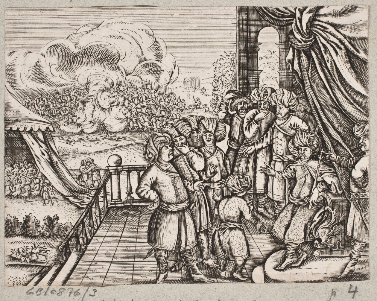 Illustration zu Adam Olearius, "Persianischer Rosenthal von einem sinnreichen Poeten Schich Saadi [...]", Schleswig 1660 von J. Muller