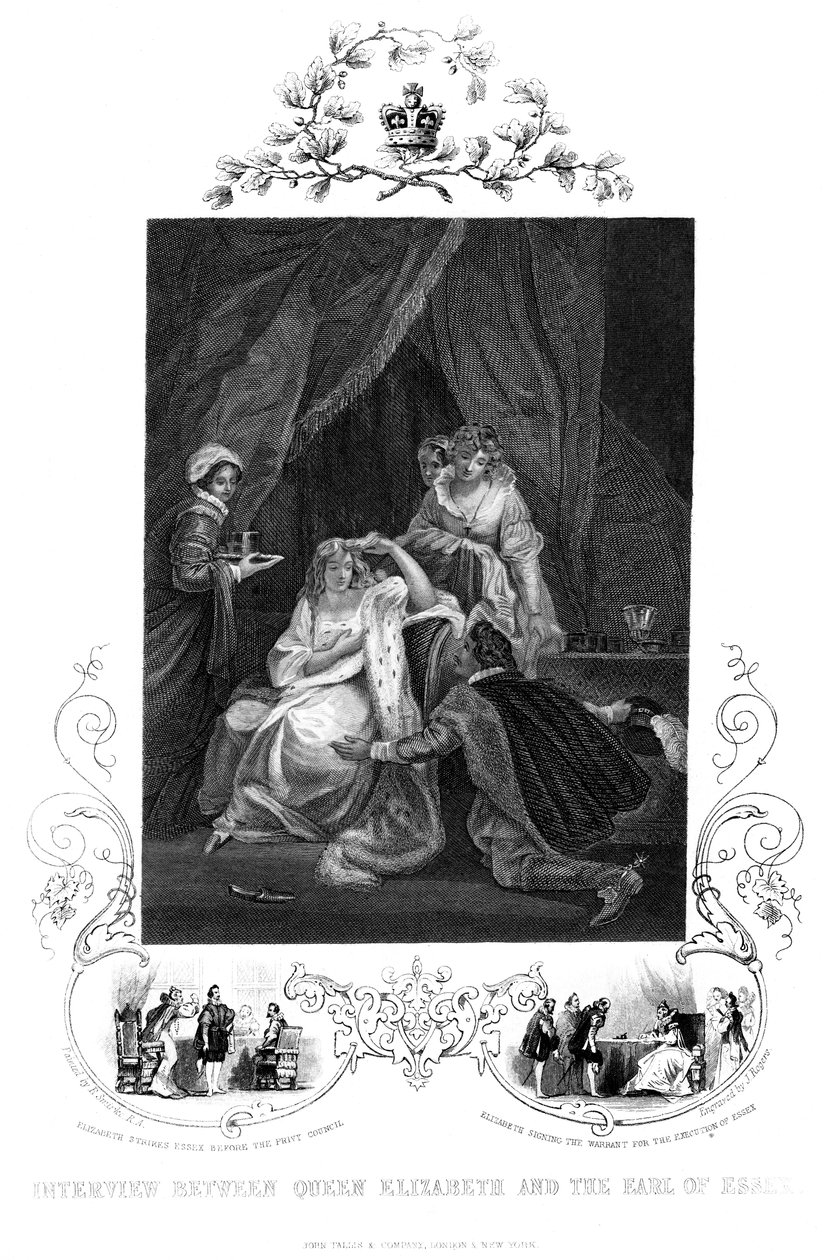 Interview zwischen Königin Elizabeth und dem Earl of Essex, 19. Jahrhundert von J. Rogers