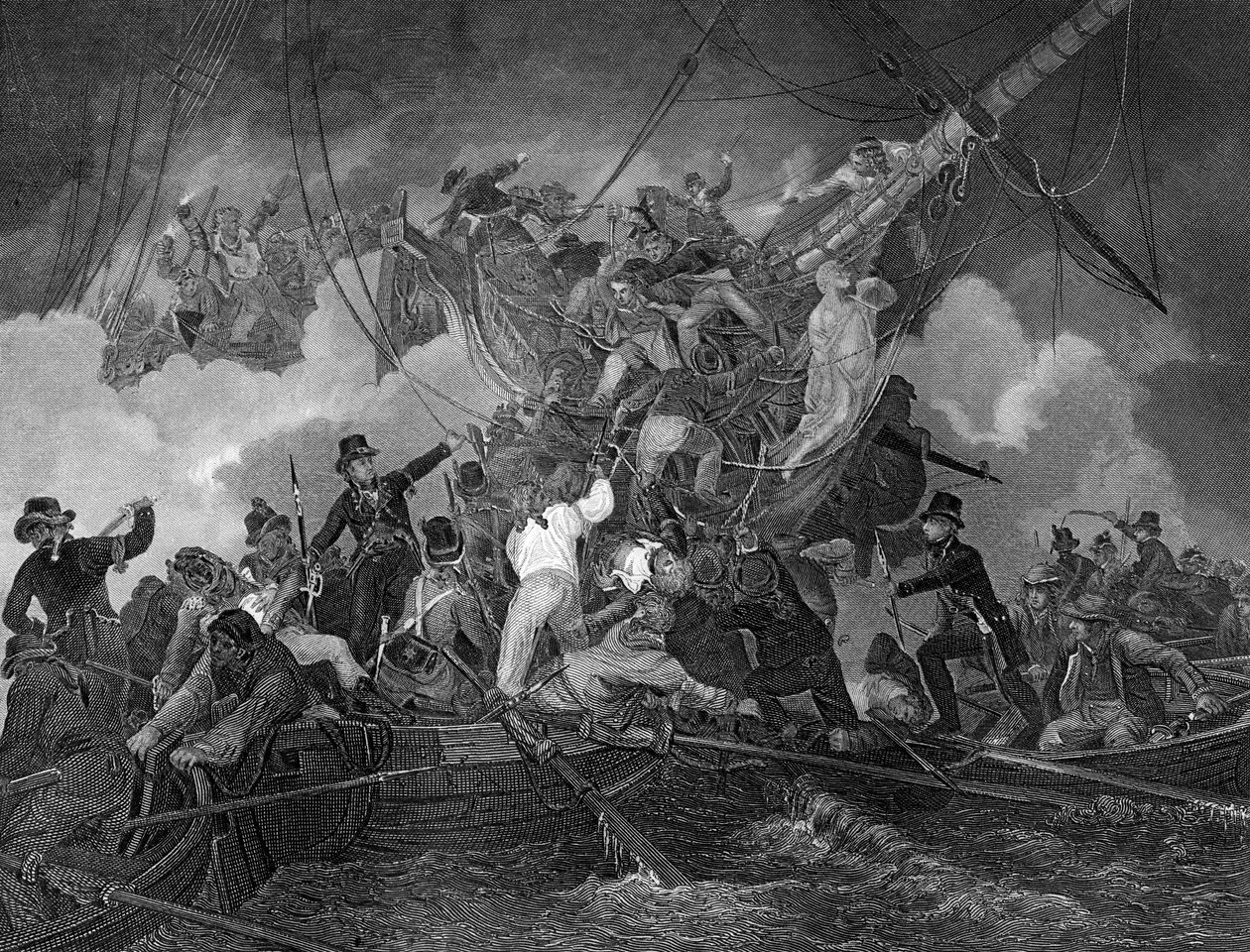 Das Ausschneiden der Korvette La Chevrette, 21. Juli 1801, um 1857 von J. Rogers