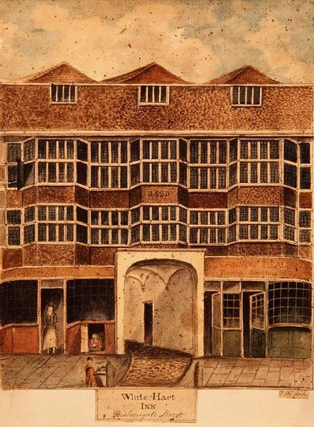 White Hart Inn, Bishopsgate Street, ca. 1810 von J. Williams