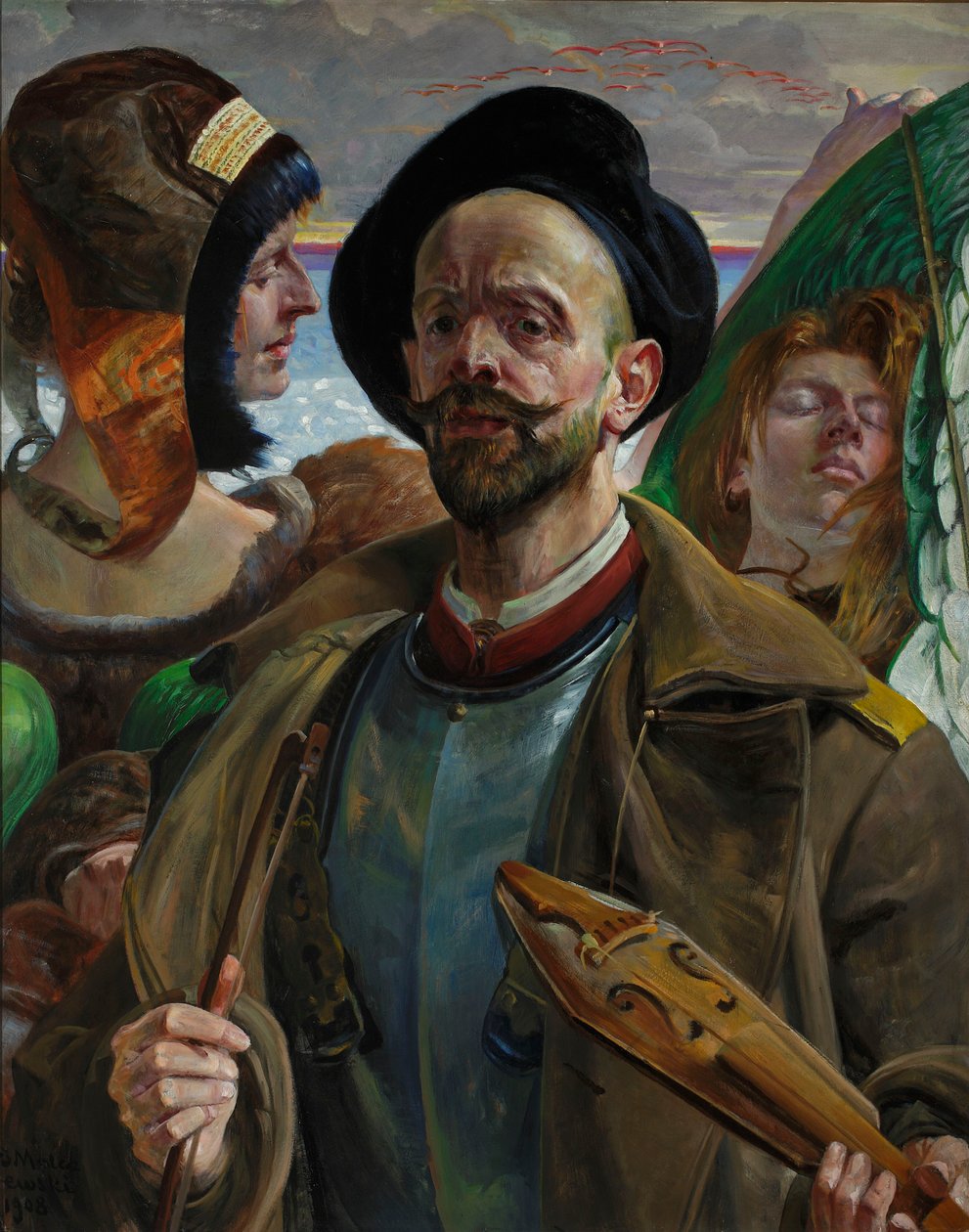 Auf einer Saite - Selbstporträt von Jacek Malczewski