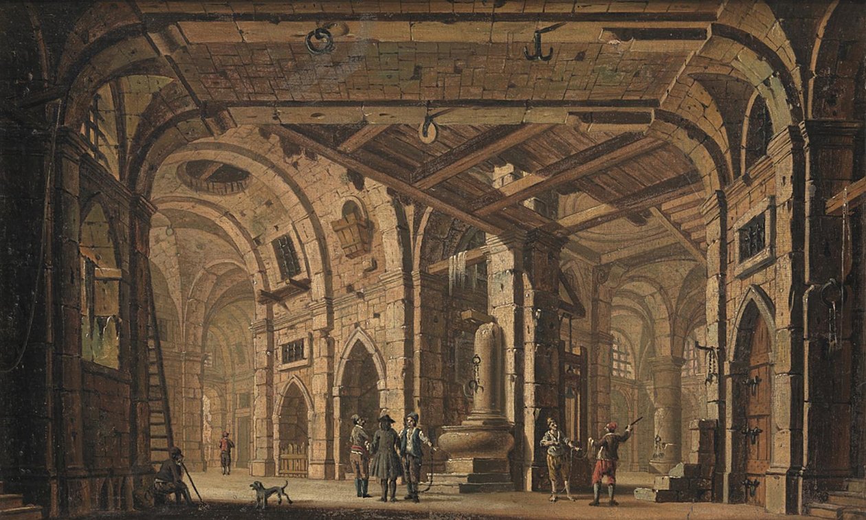 Gefängnisdekoration mit Gefangenen und Wärtern von Jacob Fabris