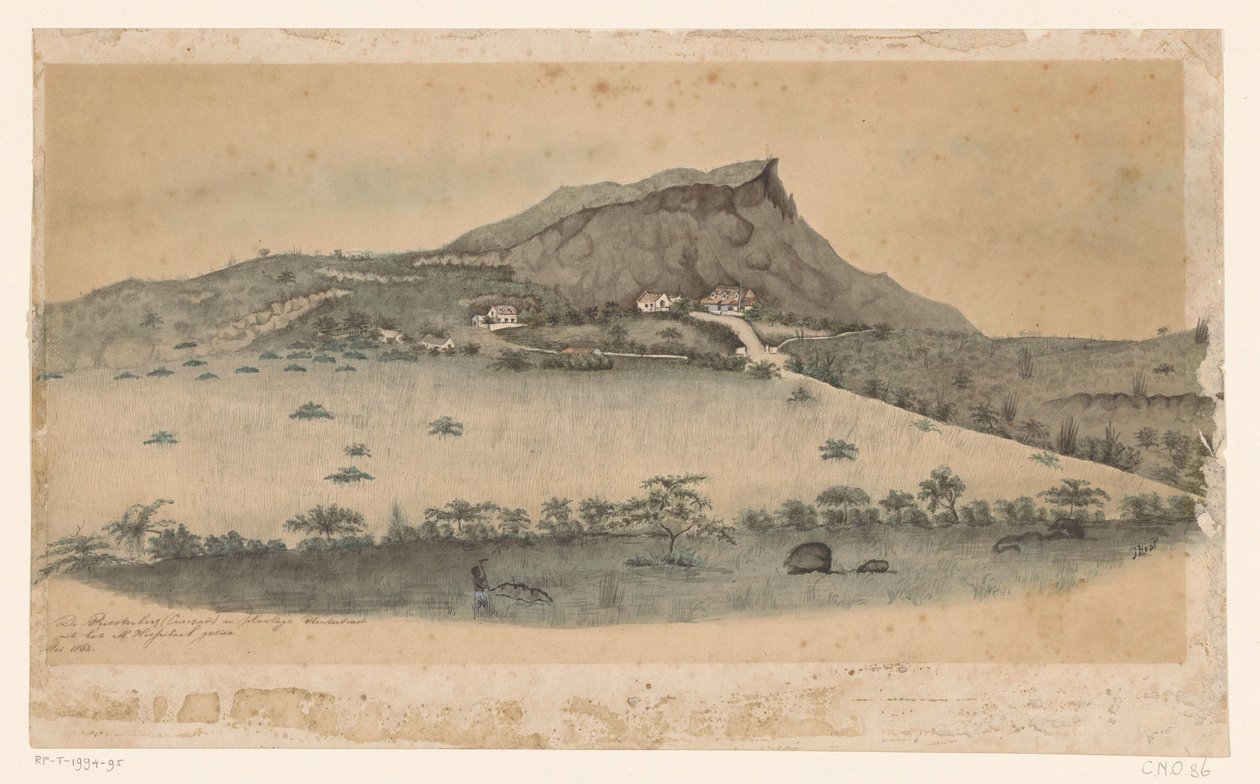 Ansicht der Plantage Plantersrust auf Curaçao von Jacob Hendrik van de Poll (signed by artist)