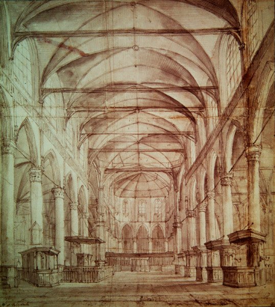 Innenansicht der Oude Kerk (der alten Kirche) in Amsterdam von Jacob van Ruisdael