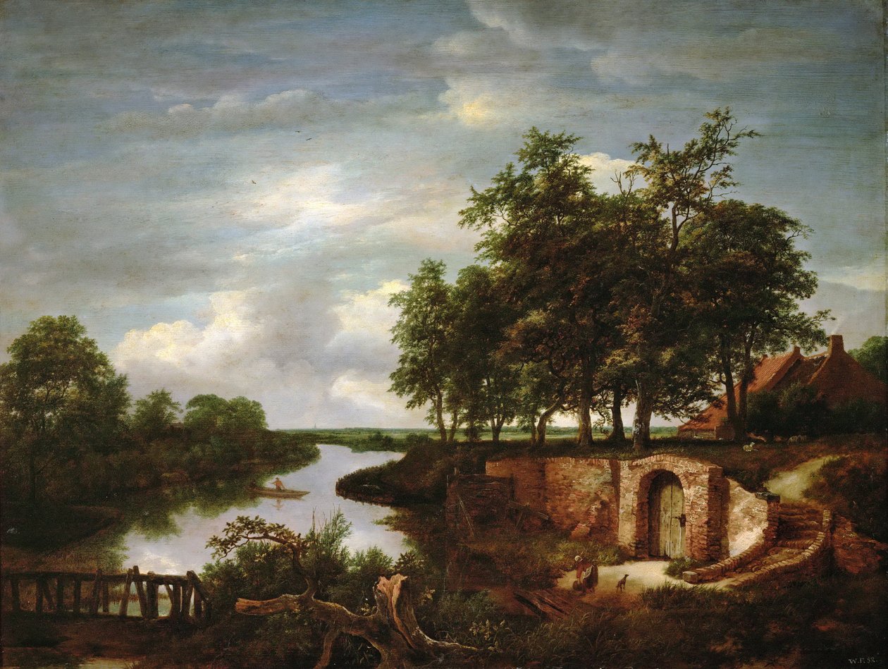 Flusslandschaft mit Kellereingang von Jacob van Ruisdael