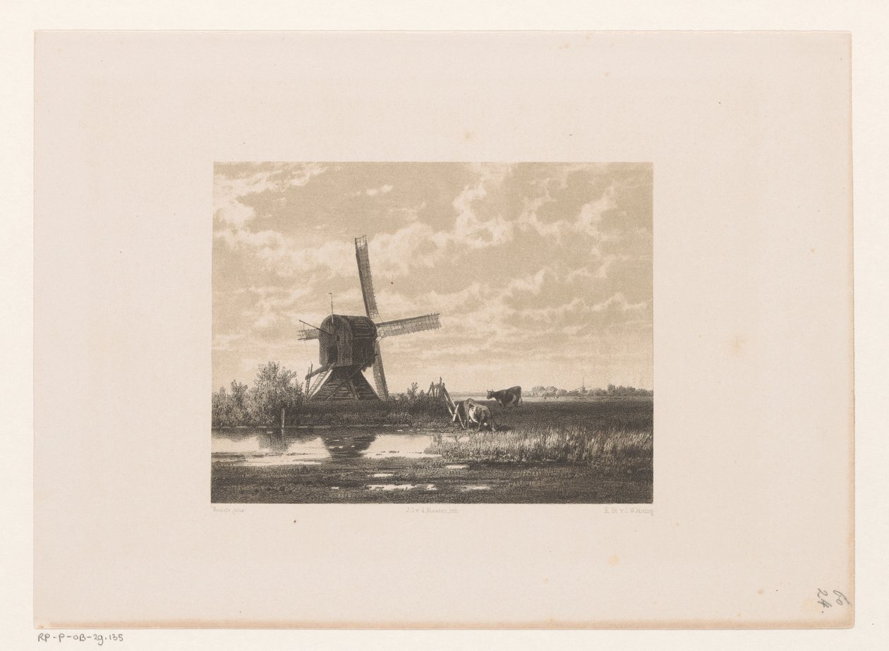 Landschaft mit Mühle am Wasser von Jacob Jan van der Maaten