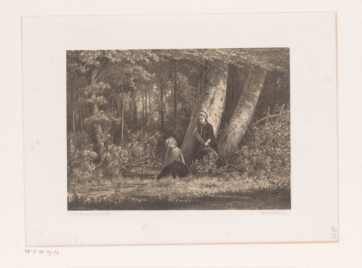 Zwei Mädchen im Wald von Jacob Jan van der Maaten