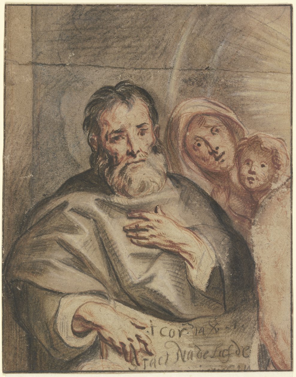 Alter Mann mit junger Frau und Kleinkind (Heilige Familie?) von Jacob Jordaens