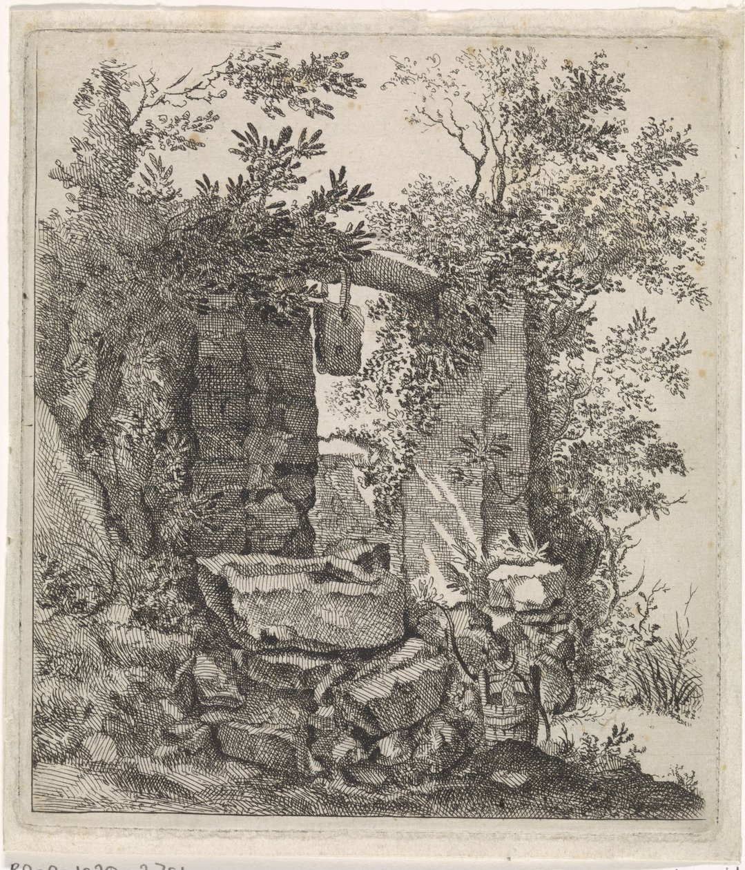 Verfallenes Steintor in einer Landschaft (Landschaften) von Jacob Lutma