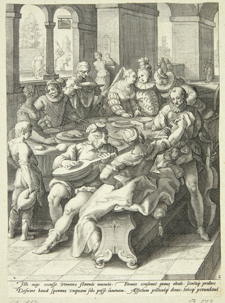 Der verlorene Sohn verschwendet sein Vermögen von Jacob Matham