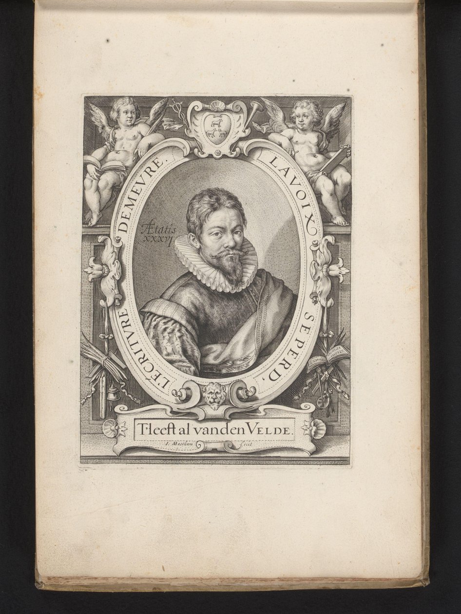 Porträt von Jan van den Velde im Alter von 36 Jahren (Spieghel der Schreibkunst) von Jacob Matham