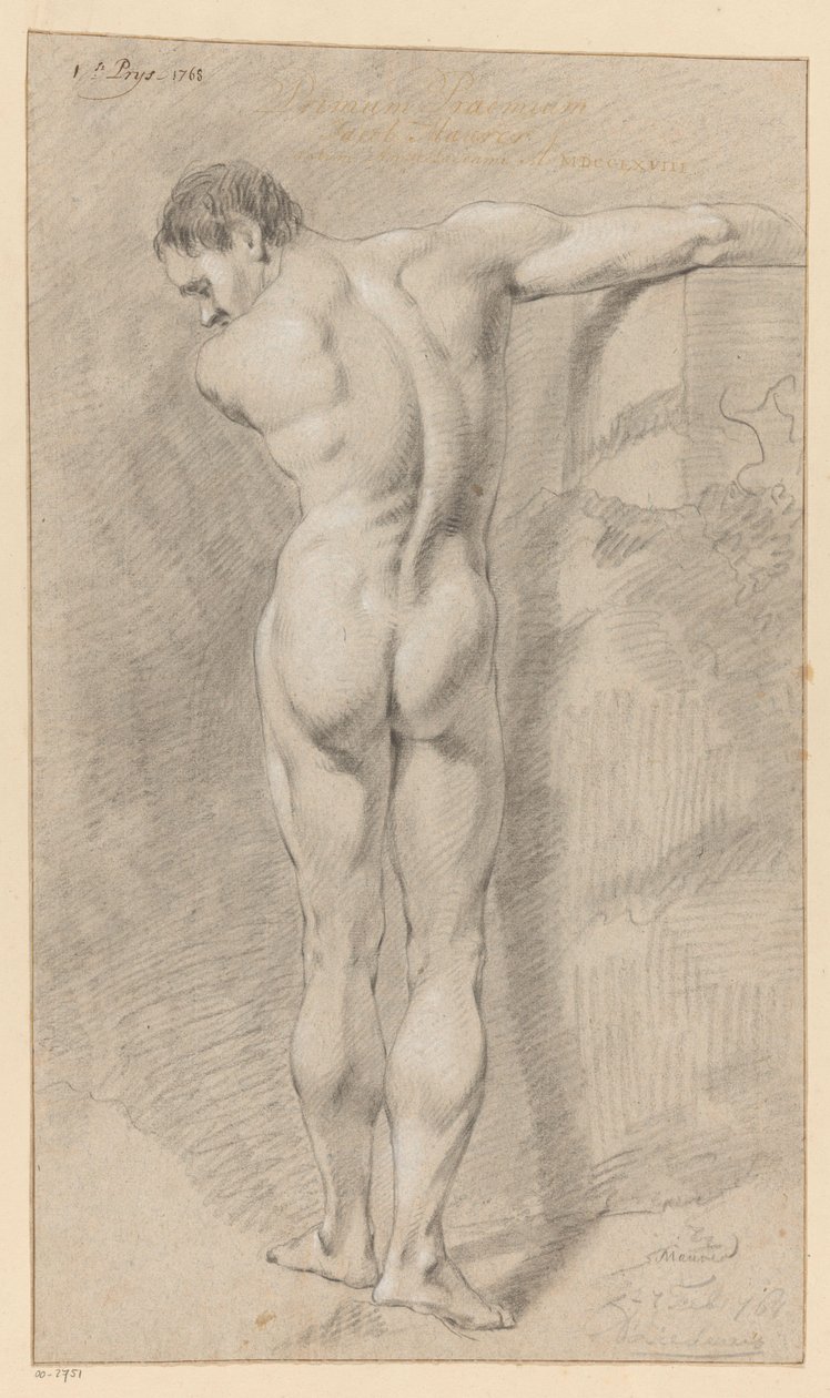 Stehender männlicher Akt, von hinten gesehen (1. Preis 1768) von Jacob Maurer