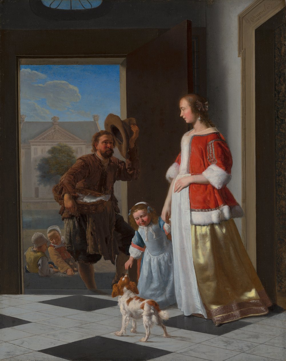 Ein Fischhändler an der Tür, 1663 von Jacob Lucasz Ochtervelt