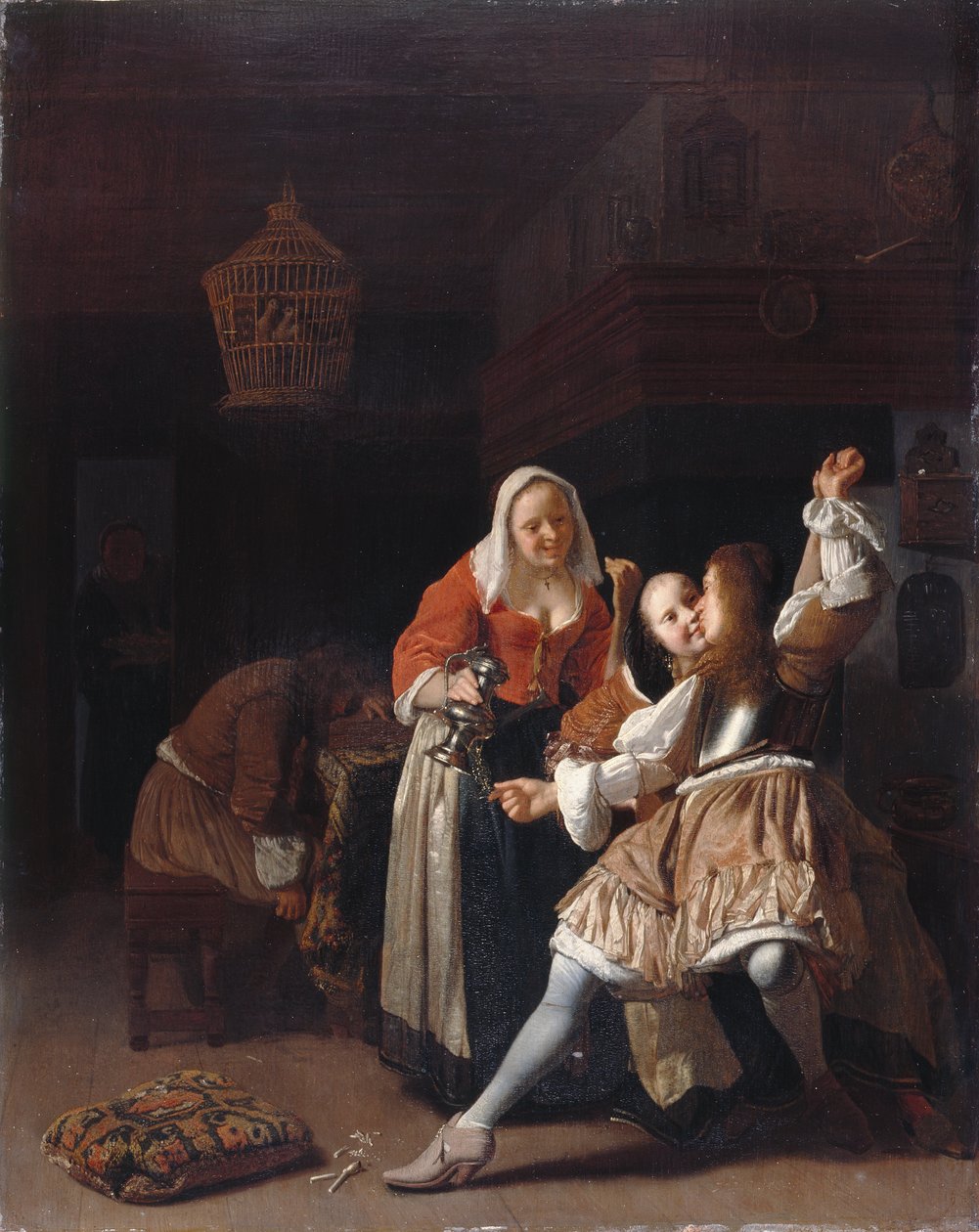 Der umarmende Kavalier, ca. 1660-65 von Jacob Lucasz Ochtervelt