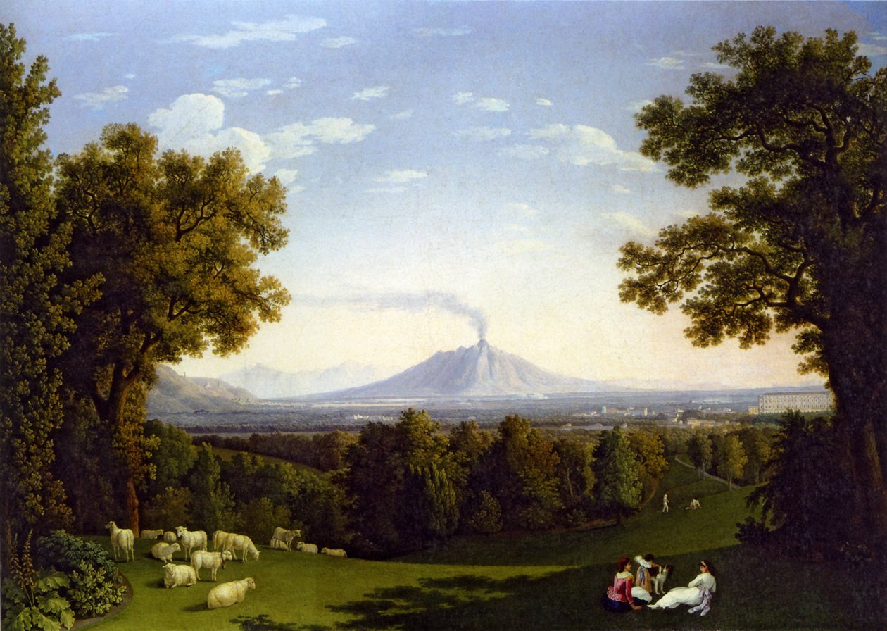 Landschaft mit dem Palast von Caserta und dem Vesuv von Jacob Philipp Hackert