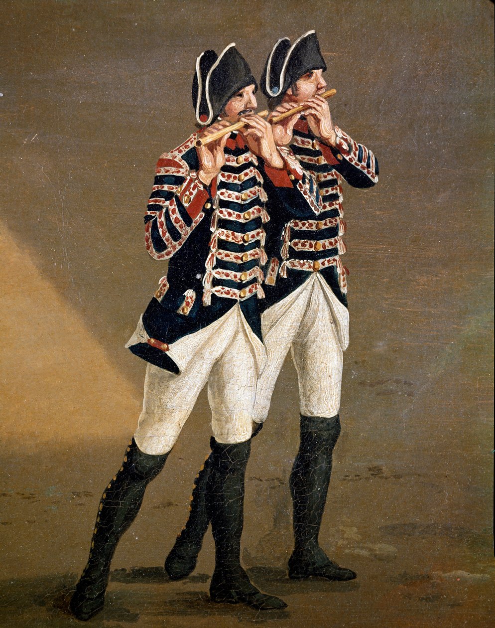 Musiker des Bourbon-Orchesters (Detail) von Jacob Philippe Hackert