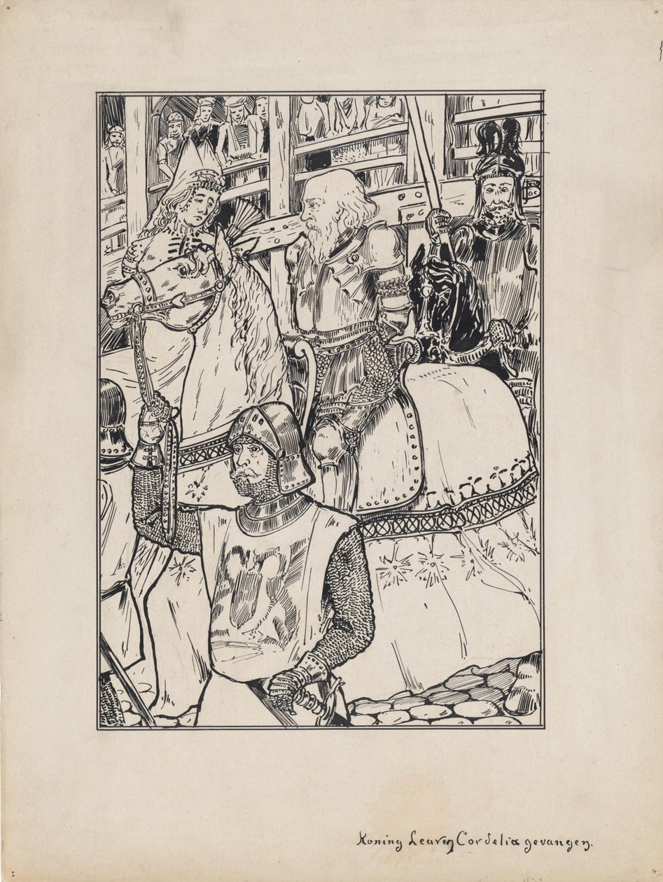 Entwurf einer Illustration für King Lear von Shakespeare: König Lear und Cordelia gefangen von Jacob Pieter van den Bosch