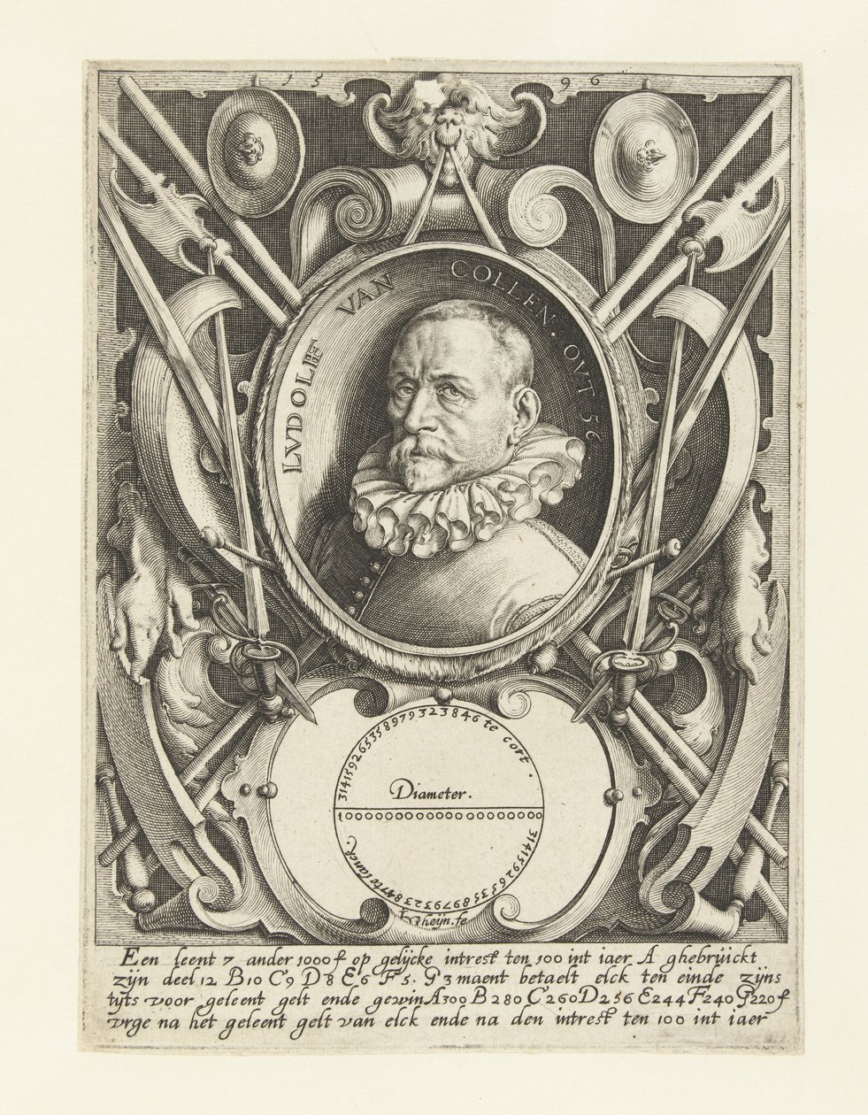 Porträt von Ludolf van Ceulen im Alter von 56 Jahren von Jacob de Gheyn (II)