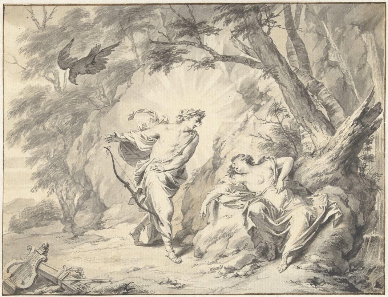 Apollo durchbohrt Coronis mit einem Pfeil von Jacob de Wit