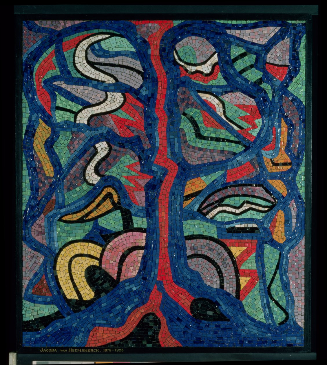 Baum, Komposition in Rot, Schwarz, Blau und Gelb von Jacoba Berendina van Heemskerck van Beest