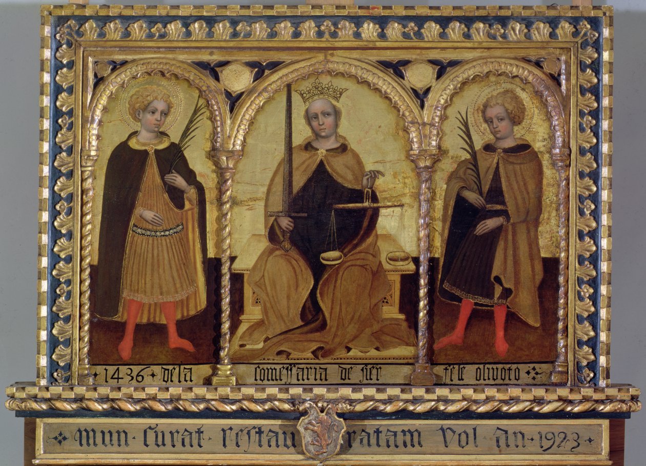 Gerechtigkeit zwischen St. Felix und St. Fortunato von Jacobello del (attr. to) Fiore