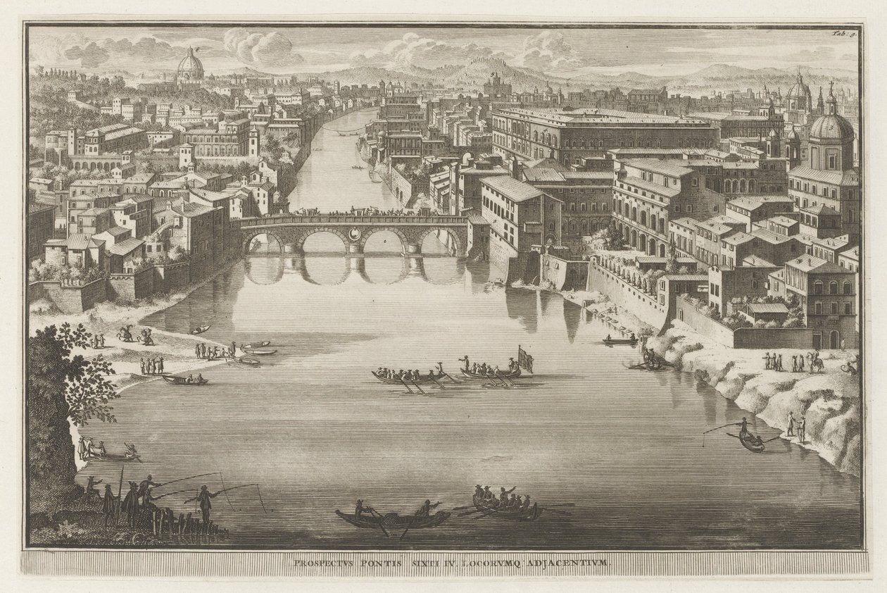 Ansicht von Rom mit der Ponte Sisto über den Fluss Tiber von Jacobus Baptist