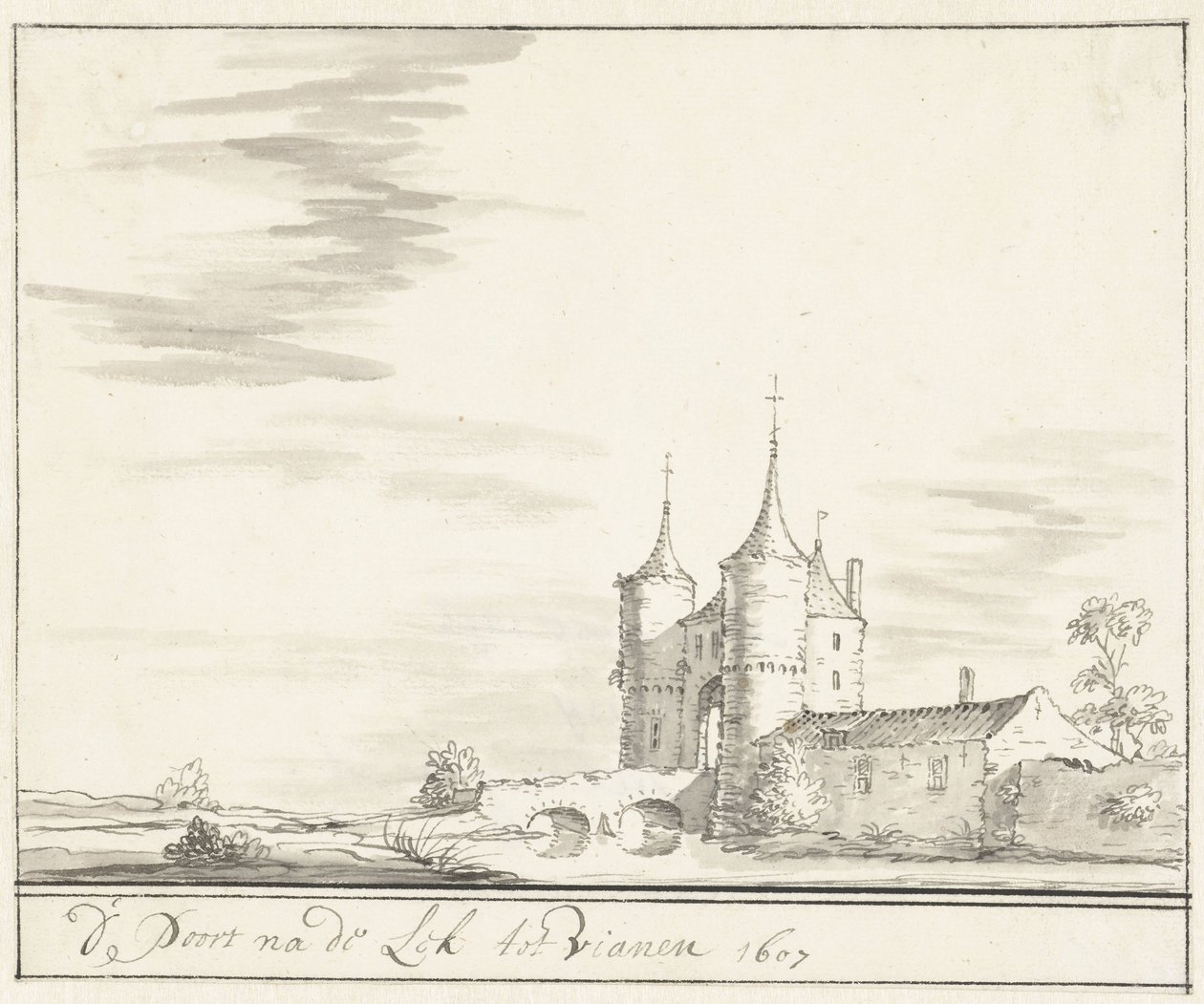 Das Tor an der Lek in Vianen im Jahr 1607 von Jacobus Stellingwerff
