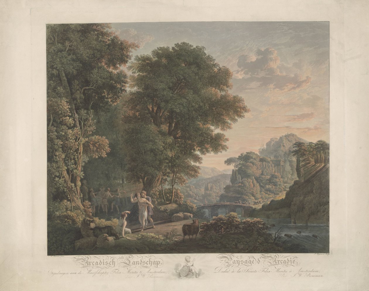 Arkadische Landschaft mit tanzenden Figuren von Jacobus Wijsman