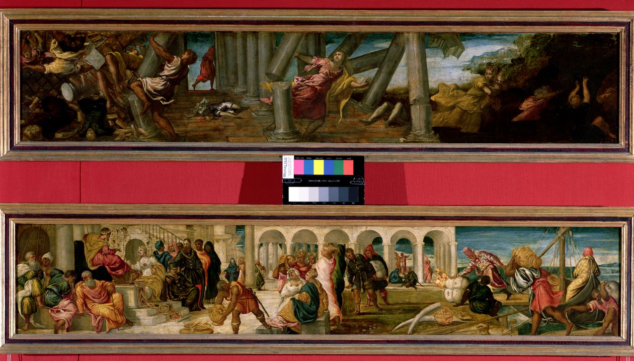 Der Tod von Samson; Die Königin von Saba vor König Salomo (ein Paar), 1543 von Jacopo Robusti Tintoretto