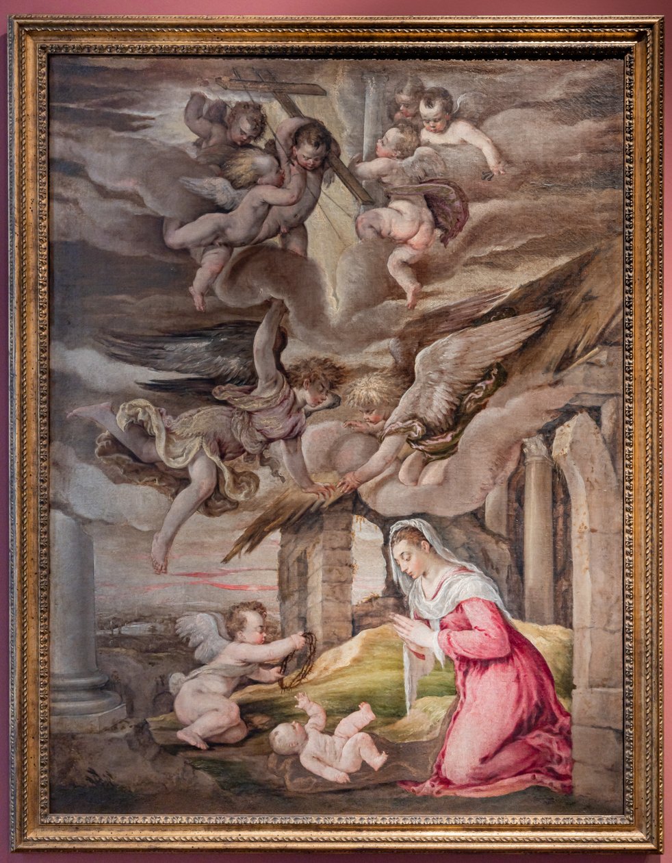 Anbetung des Jesuskindes und Engel mit den Leidenswerkzeugen von Jacopo (1510 92) Bassano