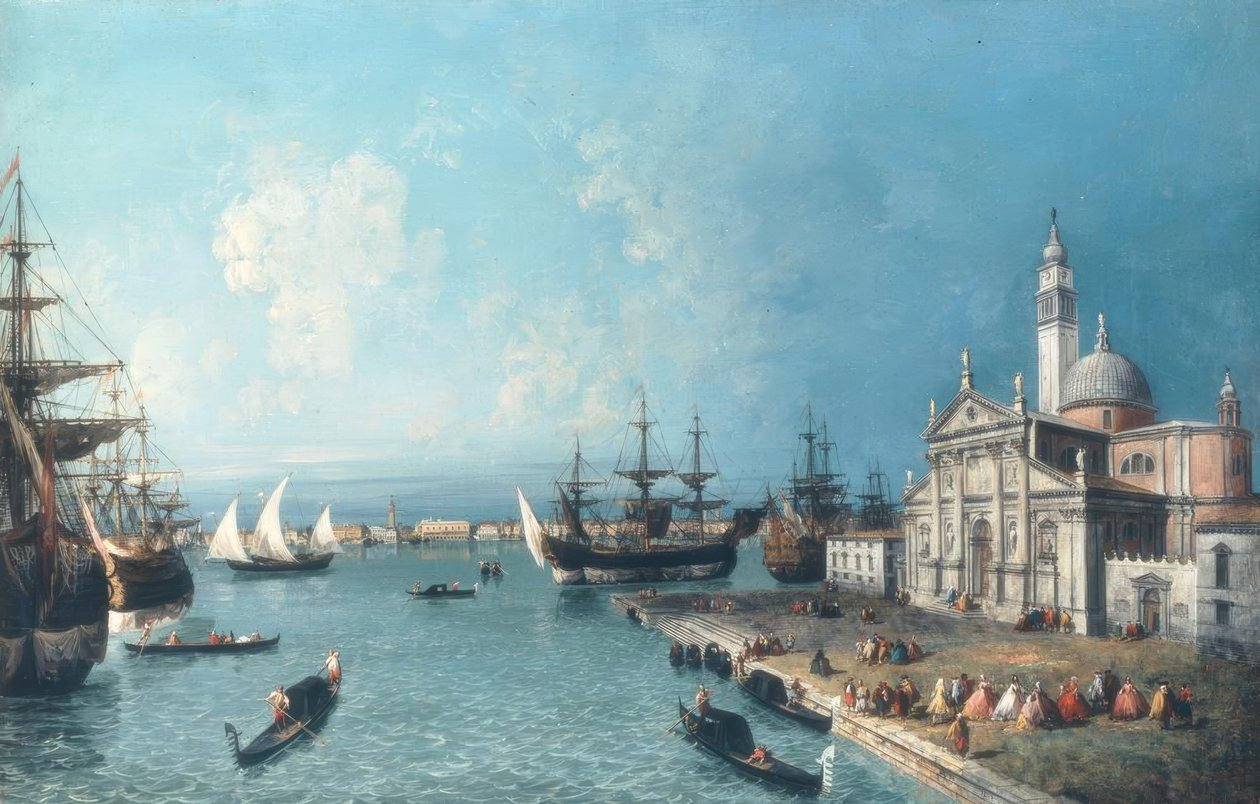 Blick über das Bacino di S.Marco; im Vordergrund S.Giorgio von Jacopo Marieschi