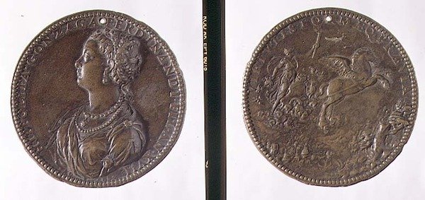 Porträtmedaille, Vorderseite zeigt Hippolytus Gonzaga, Rückseite möglicherweise Juno auf ihrem Wagen von Jacopo Nizzola da Trezzo