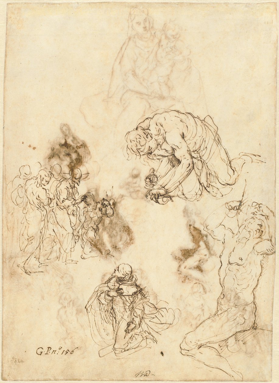 Studien von Christus heilt den Blinden, Heiliger Philipp Benizzi und Heiliger Sebastian von Jacopo Palma il Giovane