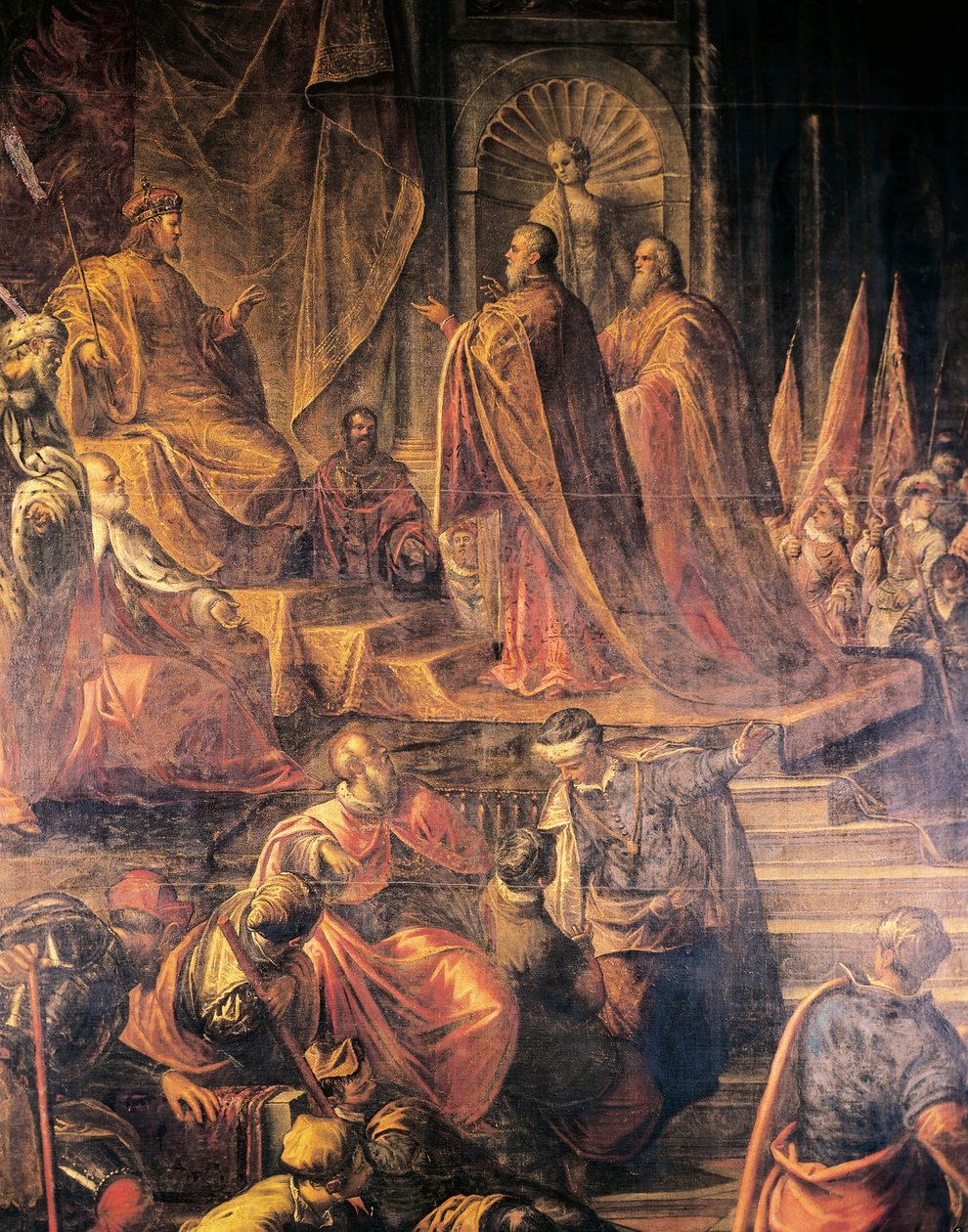 Botschafter des Papstes und Venezianer bitten Barbarossa vergeblich um Frieden von Jacopo Robusti Tintoretto
