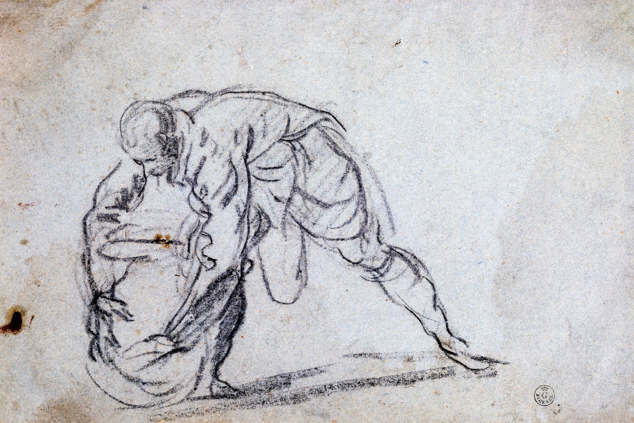 Studie für eine gebogene männliche Figur von Jacopo Robusti Tintoretto
