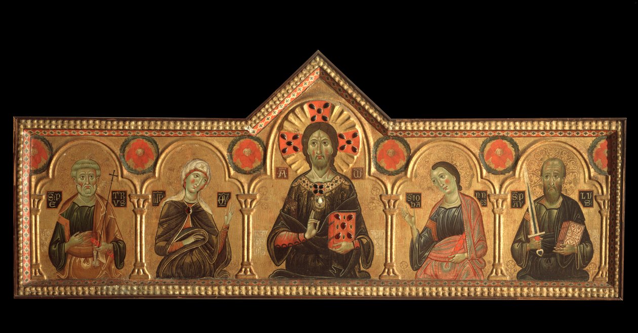 Polyptychon mit Erlöser und Heiligen: der Erlöser (Jesus mit der Jungfrau, St. Peter, St. Johannes der Evangelist und St. Paulus) von Jacopo di Meliore