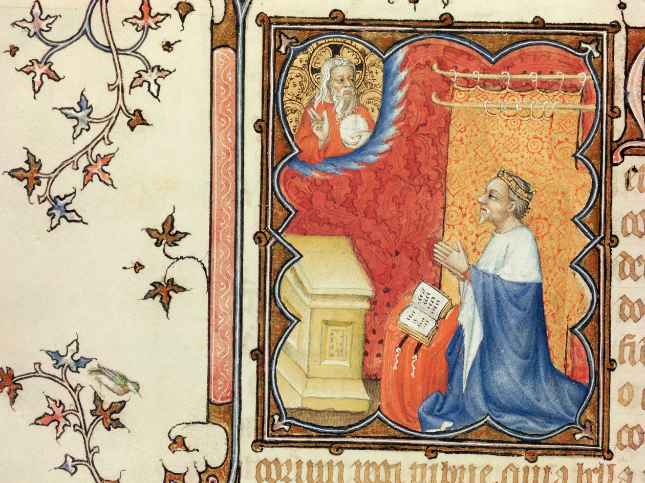 Ms Lat 18014 Jean de France (1340-1416) Herzog von Berry betet vor dem Ewigen Vater, aus Les Petites Heures de Duc de Berry, ca. 1385-90 von Jacquemart de Hesdin