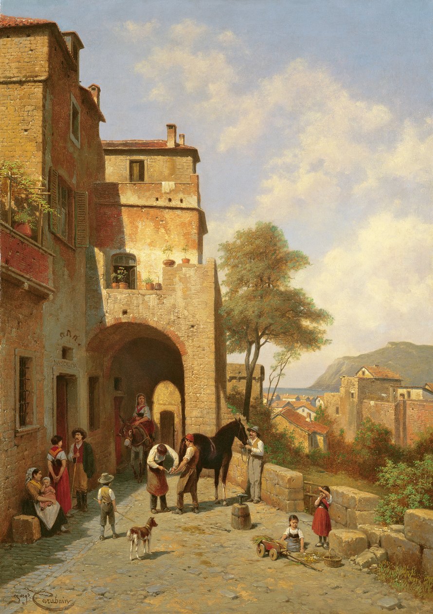 Blick auf Spottorno an der Mittelmeerküste, 19. Jahrhundert von Jacques Carabain