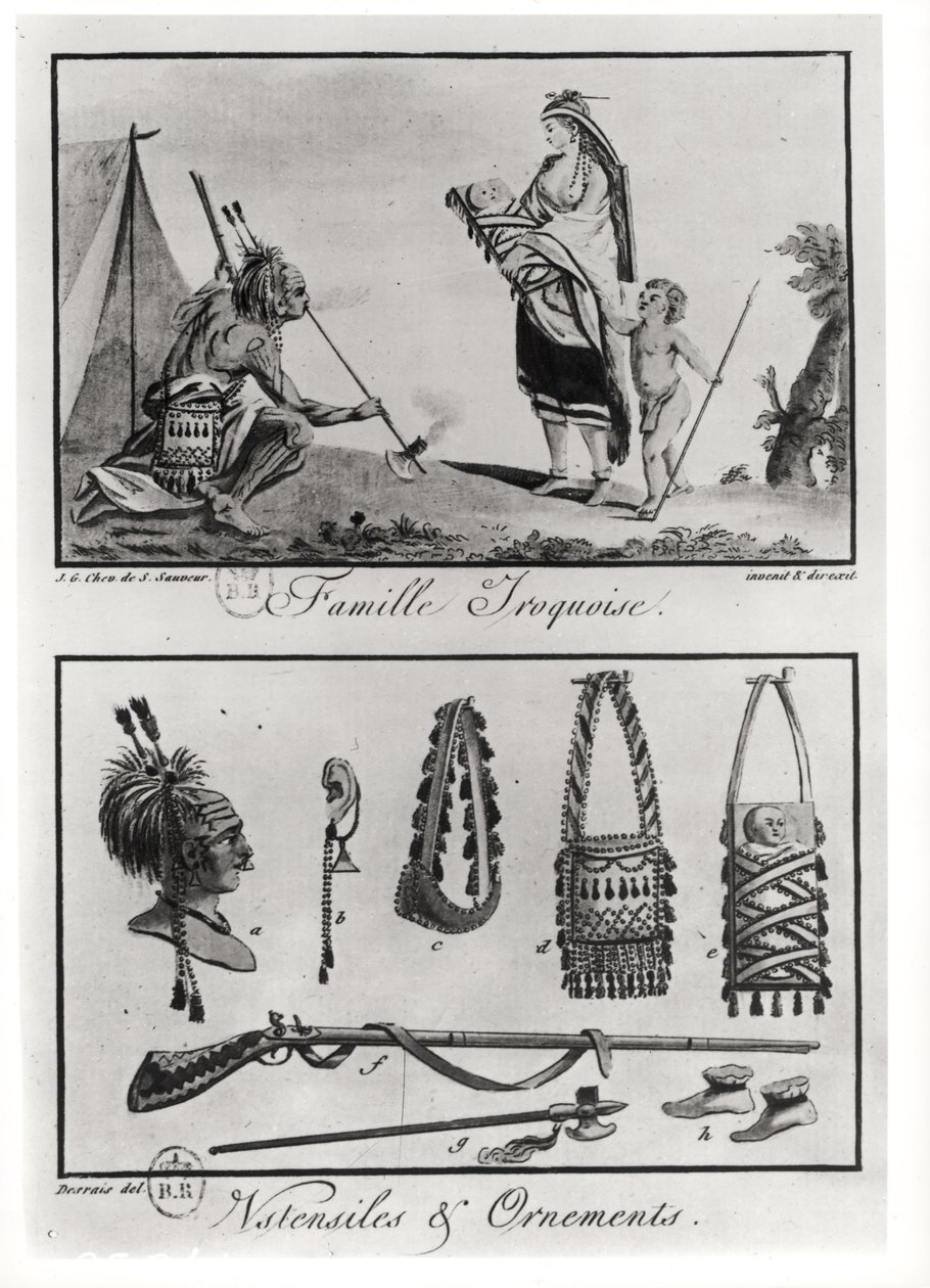 Irokesenfamilie, Waffen und Ornamente, aus 